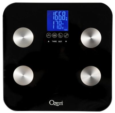 Ozeri Touch 440 lbs Total Body Weight Scale Body Fat, Muscle, Bone, Weight Hydration, Auto Recognition Bath Scale with Infant Tare