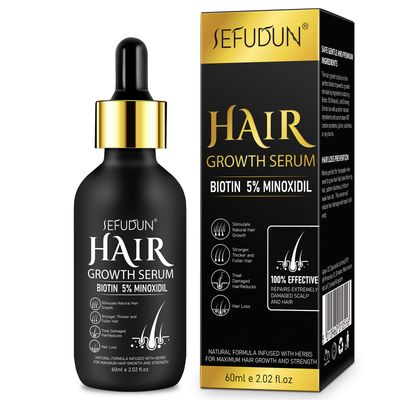 5 Minoxidil Hair Growth Serum,Minoxidil Hair Growth, Hair Loss and Hair Regrowth Oil With Biotin Hair Regrowth Treatment for Scalp Hair Loss Hair Thinning, 60Ml2oz 1 Month Supply