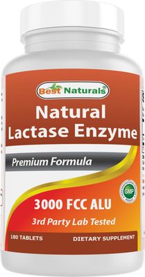 Best Naturals Fast Acting Lactase Enzyme Tablet, 3000 Fcc Alu, 180 Count 859375002900