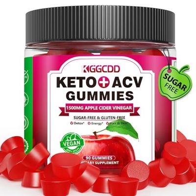 KGGCDD 90 Count Sugar Free Keto ACV Gummies with B6 B12-90 Count Sugar Free Keto ACV Gummies with 1500MG Apple Cider Vinegar, Sugar Free Gluten Free