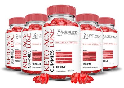 5 Pack Luxe Keto ACV Gummies Advanced Formula 1000MG Luxe Keto Gummies Apple Cider Vinegar Formulated with Pomegranate Beet Juice Powder B12 Vegan Non GMO 300 Gummys