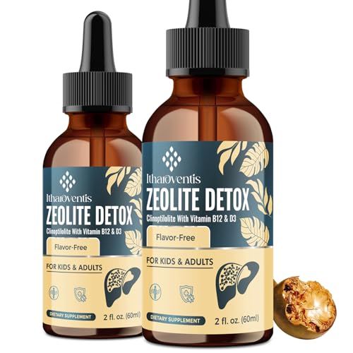 Itharoventis Zeolite Drops for Kids and Adults, Zeolite Clinoptilolite Liquid with Methyl Vitamin B12 D3, Monk Fruit Flavor, 4 Fl Oz