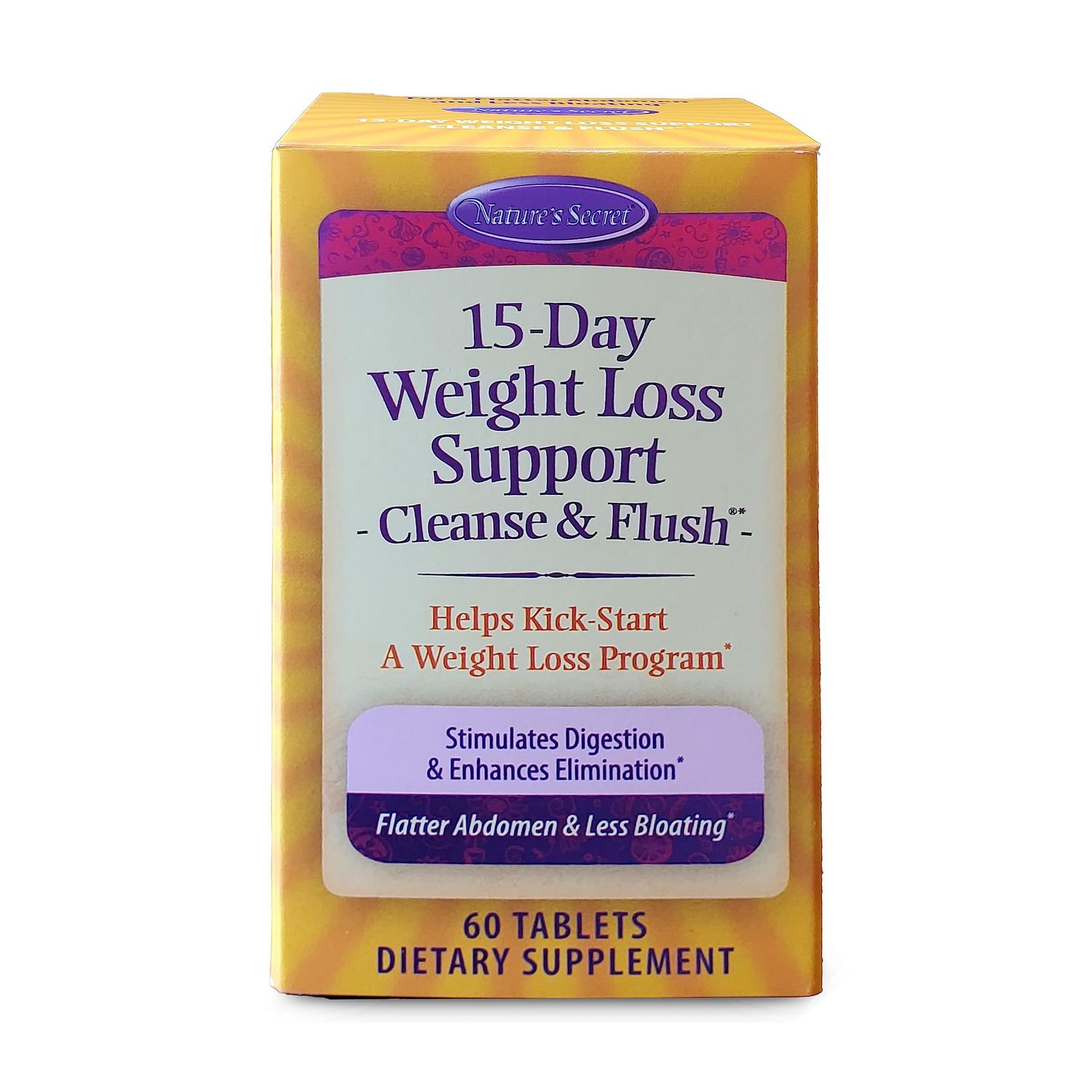 Natures Secret 15-Day Weight Loss Support Natural Energy Boost - Cleanse Flush Stimulates Digestion, Enhances Toxin Elimination Reduced Bloating with Healing Herbs Probiotics - 60 Tablets