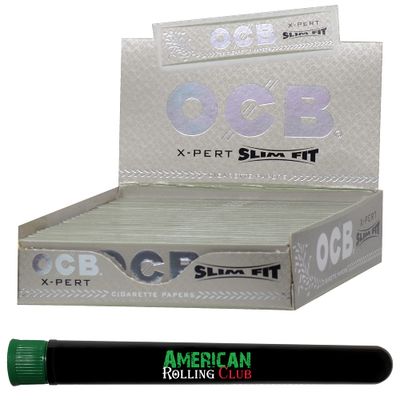 OCB X-Pert Cigarette Rolling Papers King Size Slim Full Box Includes American Rolling Club Tube