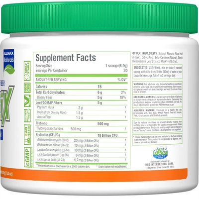 ALLMAX Essentials - FiberBiotix - Supports Gastrointestinal Health, Detoxification and Digestion for a Healthy and Happy Gut 207g, Orange