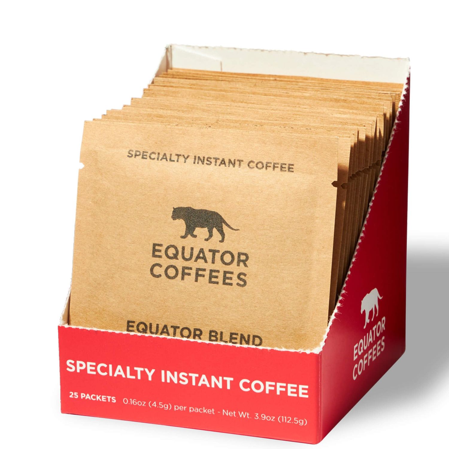 Equator Coffees, Specialty Instant Coffee Equator Blend, Medium Dark Roast, Fresh Roasted, Smooth Chocolate Nutmeg Flavor Notes, Sustainable, 25 Pack Box