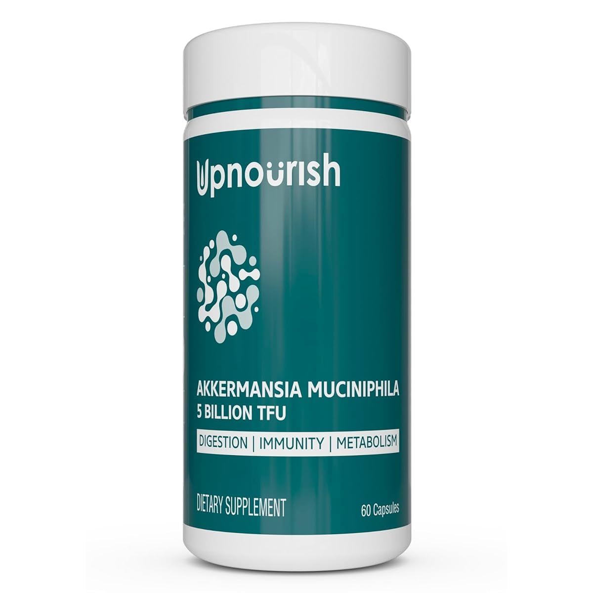 UpNourish Probiotics for GLP-1 Support, 5 Billion TFU Akkermansia Muciniphila for Digestive Health, Leaky Gut, Immunity and Metabolic Health, Prebiotics and Probiotics for Women and Men, 60 Capsules
