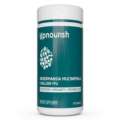 UpNourish Probiotics for GLP-1 Support, 5 Billion TFU Akkermansia Muciniphila for Digestive Health, Leaky Gut, Immunity and Metabolic Health, Prebiotics and Probiotics for Women and Men, 60 Capsules