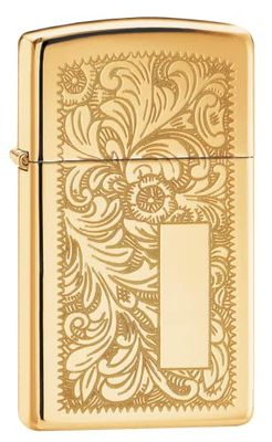 Zippo Venetian Slim High Polish Brass Pocket Lighter