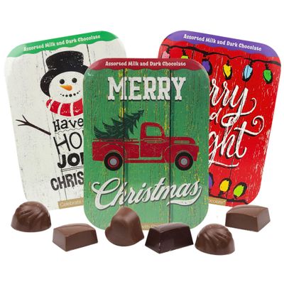 Sweetzo - Christmas Assorted Chocolate Truffle Boxes, Milk and Dark, Holiday Stocking Stuffers, 4 in Each Pack of 3