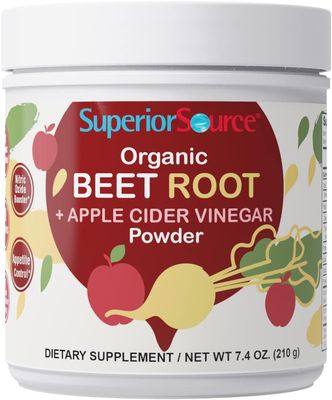 Superior Source Organic Beet Root Apple Cider Vinegar Powder - Nitric Oxide Booster - Supports Energy, Digestion Heart Health - Non-GMO - 7.4 oz