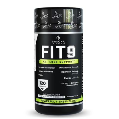 Sascha Fitness Fat Loss pills Collagen support Fluid Balance FIT9 Ingredients: 7Keto Uva Ursi, Gotu Kola, L-Theanine,Gingko Biloba,DIM,Green Tea Weight Loss Supplements-Vegan-120 Natural Cap