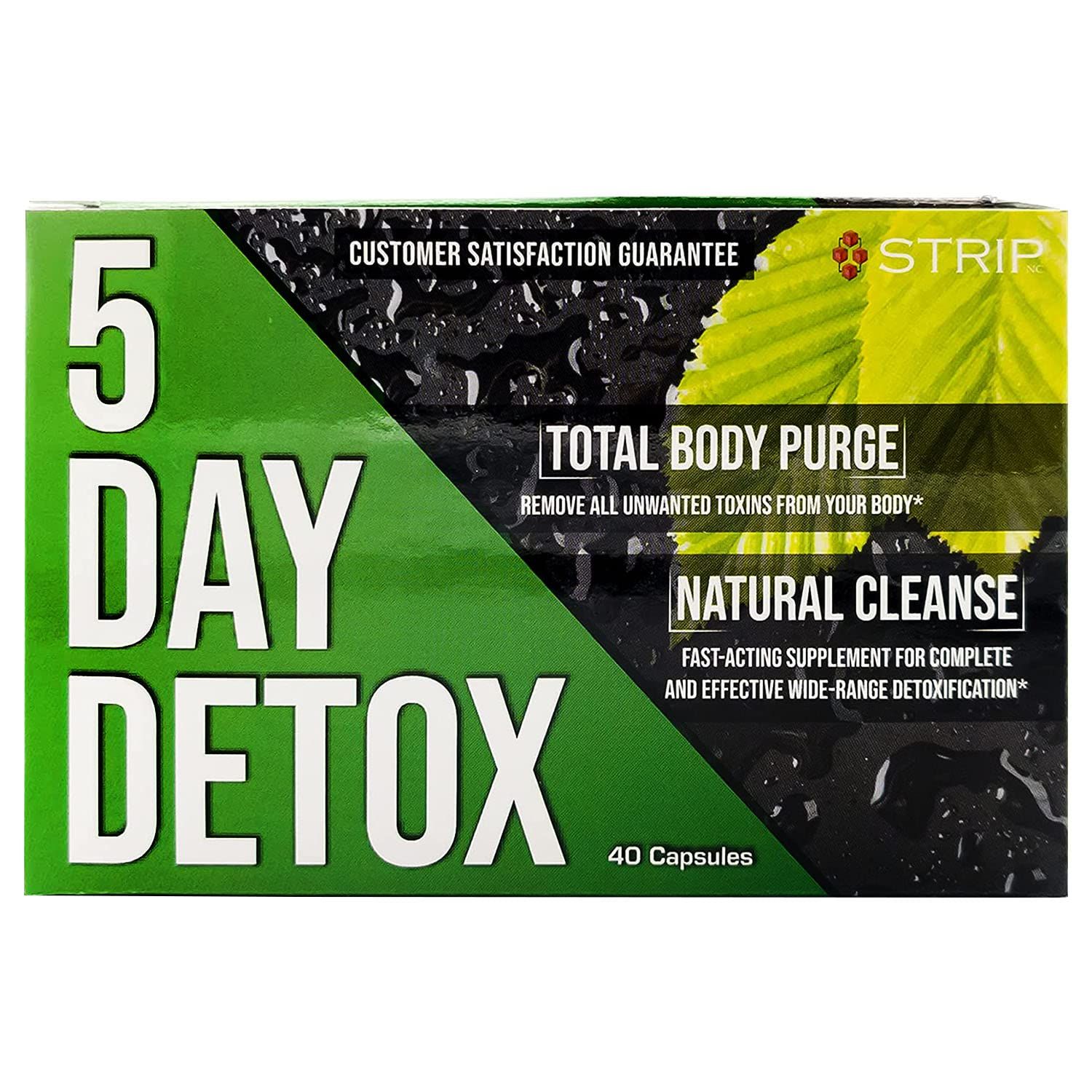 Strip 5 Day Detox Cleanse - Complete Body Cleanse Remove Toxins Unwanted Impurities - Natural, Healthy Cleansing Support for Liver, Urinary Tract, Kidney, Digestive System - 40 Capsules