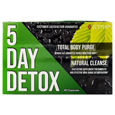 Strip 5 Day Detox Cleanse - Complete Body Cleanse Remove Toxins Unwanted Impurities - Natural, Healthy Cleansing Support for Liver, Urinary Tract, Kidney, Digestive System - 40 Capsules