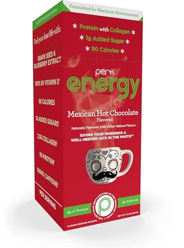 Perk Energy Original Mexican Hot Chocolate 10 Servings - Gluten Free, Soy Free and Peanut Free