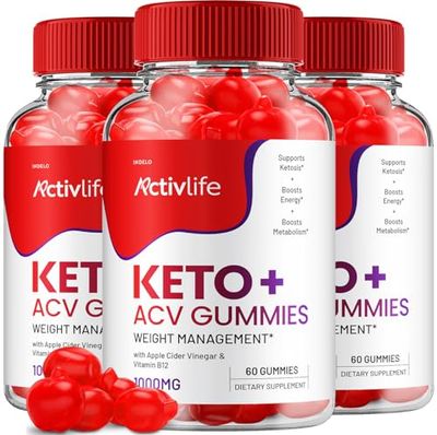 ActivLife Keto ACV Gummies - Active Life Keto Apple Cider Vinegar Gummies, ActivLife Keto ACV Weight Management Gummies ActiveLife Advanced 1000mg Formula 3 Pack - 180 Gummies