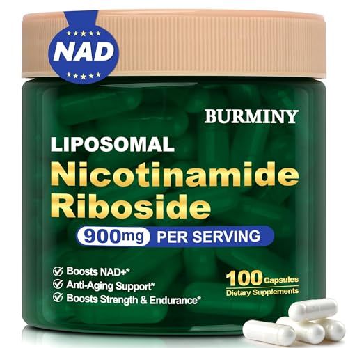 BURMINY NAD Supplement, NAD Nicotinamide Riboside Resveratrol 900mg, Liposomal NAD Supplements for Women Man, High Purity NMN Supplement Alternative for Anti-Aging, Energy, Focus - 100 Capsules