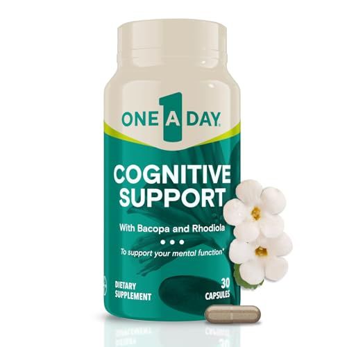 One A Day Cognitive Supplement - Brain Supplement to Support Cognitive Performance for Men and Women with Bacopa. Also includes Rhodiola, Holy Basil, 30 Capsules Packaging May Vary