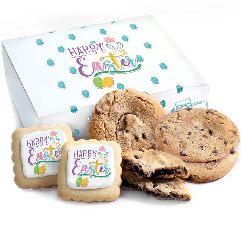Happy Easter Cookie Gift Basket Chocolate Chip Cookies Fudge Filled For Men Women Kids INDIVIDUALLY WRAPPED Large Cookies Fresh Bakery Treats