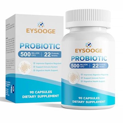 EYSOOGE Probiotics for Women and Men, 500 Billion CFU, 22 Strains Organic Prebiotics, Daily Probiotics for Digestive, Immune, Gut Health - 90 Capsules