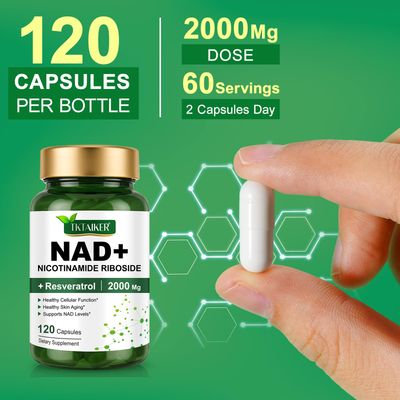 TKTALKER NAD Supplement 2000 Mg - 120 Capsules True NAD Resveratrol, NMN Alternative Liposomal NAD for Women Men, Support Cellular Health, Stamina Healthy Aging - Ultra Strength Capsules