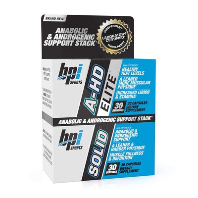 BPI Sports A-HD EliteSolid 30 Capsules - Men s Testosterone Booster - Healthy Muscle, Strength, Performance Support - Promotes Natural Fat Loss Libido - 30 Servings - 550mg