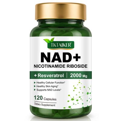 TKTALKER NAD Supplement 2000 Mg - 120 Capsules True NAD Resveratrol, NMN Alternative Liposomal NAD for Women Men, Support Cellular Health, Stamina Healthy Aging - Ultra Strength Capsules