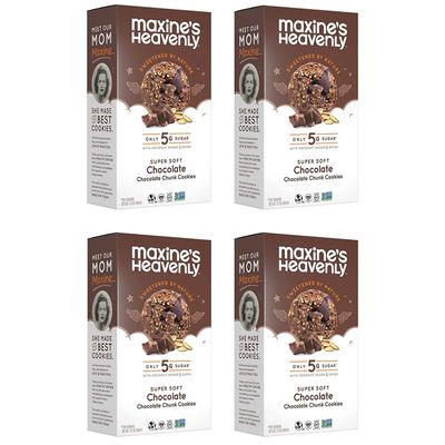 Maxine&#39;s Heavenly Chocolate Chunk Cookies  Gluten Free Chocolate Chip Cookies Made with Oats and Sweetened with Coconut Sugar &amp; Dates  Tasty Low Sugar Vegan Dessert  7.2 Ounces Each (4 pack)