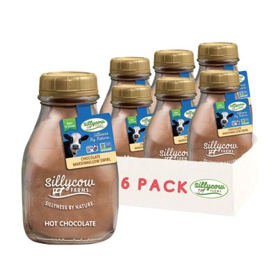 Sillycow Farms Marshmallow Swirl Hot Chocolate Gluten-Free Non-GMO Hot Cocoa Mix with Dutch Processed Cocoa Powder Made with Real Ingredients 16.9 oz Glass Bottle Pack of 6