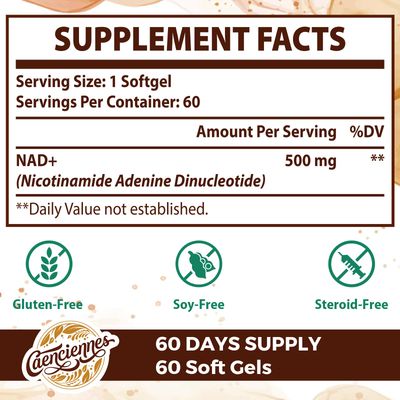 Liposomal NAD 500 MG Supplement, True NAD Plus Supplement, Superior Absorption, Boost NAD More Efficient Than Nicotinamide Riboside for Cellular Energy, Healthy Aging, 120 Serving
