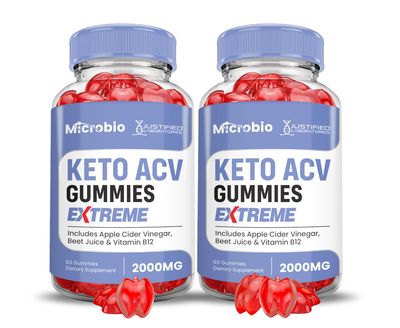 2 Pack Microbio Keto ACV Gummies Extreme 2000MG Micro Bio Keto Gummies Apple Cider Vinegar Formulated with Pomegranate Beet Juice Powder B12 Vegan Non GMO 120 Gummys