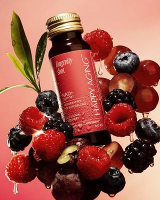 Happy Aging Liquid NAD Longevity Shots Liposomal Nicotinamide Riboside and Resveratrol with Ceramides Antioxidants Twice-a-Week Firm Skin Brain Health 10 Shots, 5-Week Supply