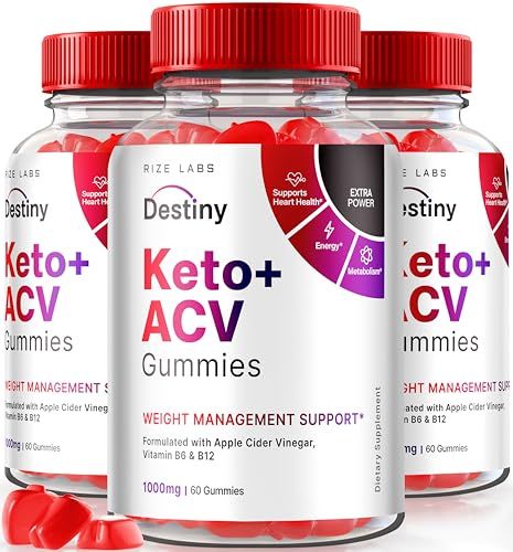 rize labs Pack of 3 Destiny Keto ACV Gummies 1000 MG, for Advanced Weight Loss 180 Gummies