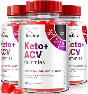 rize labs Pack of 3 Destiny Keto ACV Gummies 1000 MG, for Advanced Weight Loss 180 Gummies