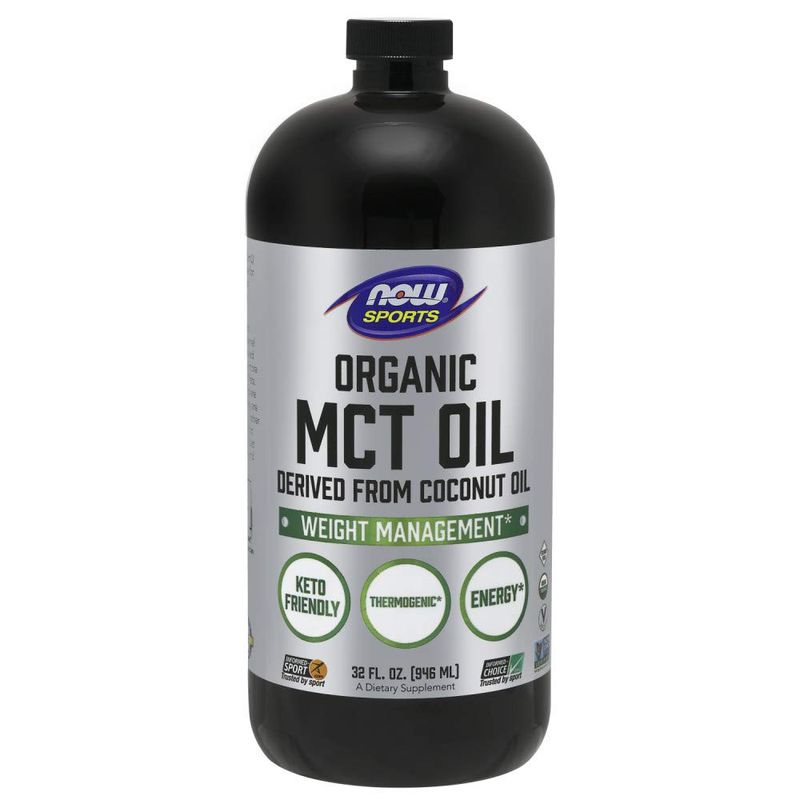 NOW Sports Nutrition, Organic MCT Medium-chain triglycerides Oil in Plastic, 32-Ounce