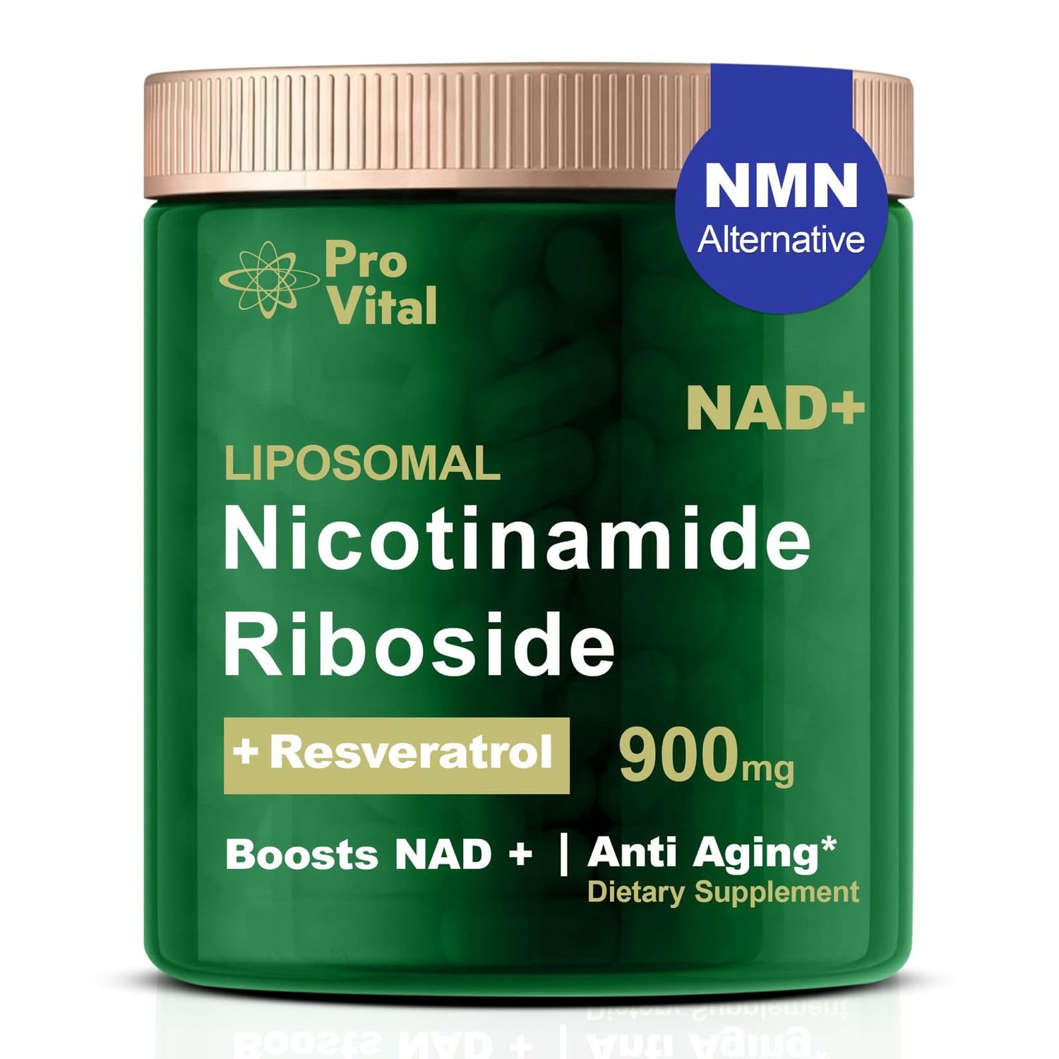 Pro Vital Liposomal NAD Resveratrol Supplement - Extra Strength NAD Nicotinamide Riboside Resveratrol 900mg, NMN Supplement Alternative for Anti-Aging, Energy, Focus, Cellular Health, 80 Capsules