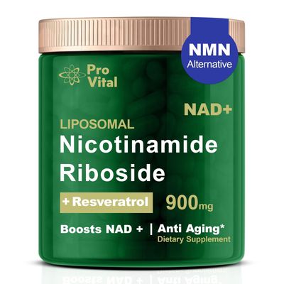 Pro Vital Liposomal NAD Resveratrol Supplement - Extra Strength NAD Nicotinamide Riboside Resveratrol 900mg, NMN Supplement Alternative for Anti-Aging, Energy, Focus, Cellular Health, 80 Capsules