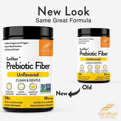 Sandhus Prebiotic Fiber Supplement Powder -30 Servings- SunFiber -Low FODMAP Unflavored Supplement for Digestive Colon Health -- Gluten Free Powder - Supports Gut Health in Men Women