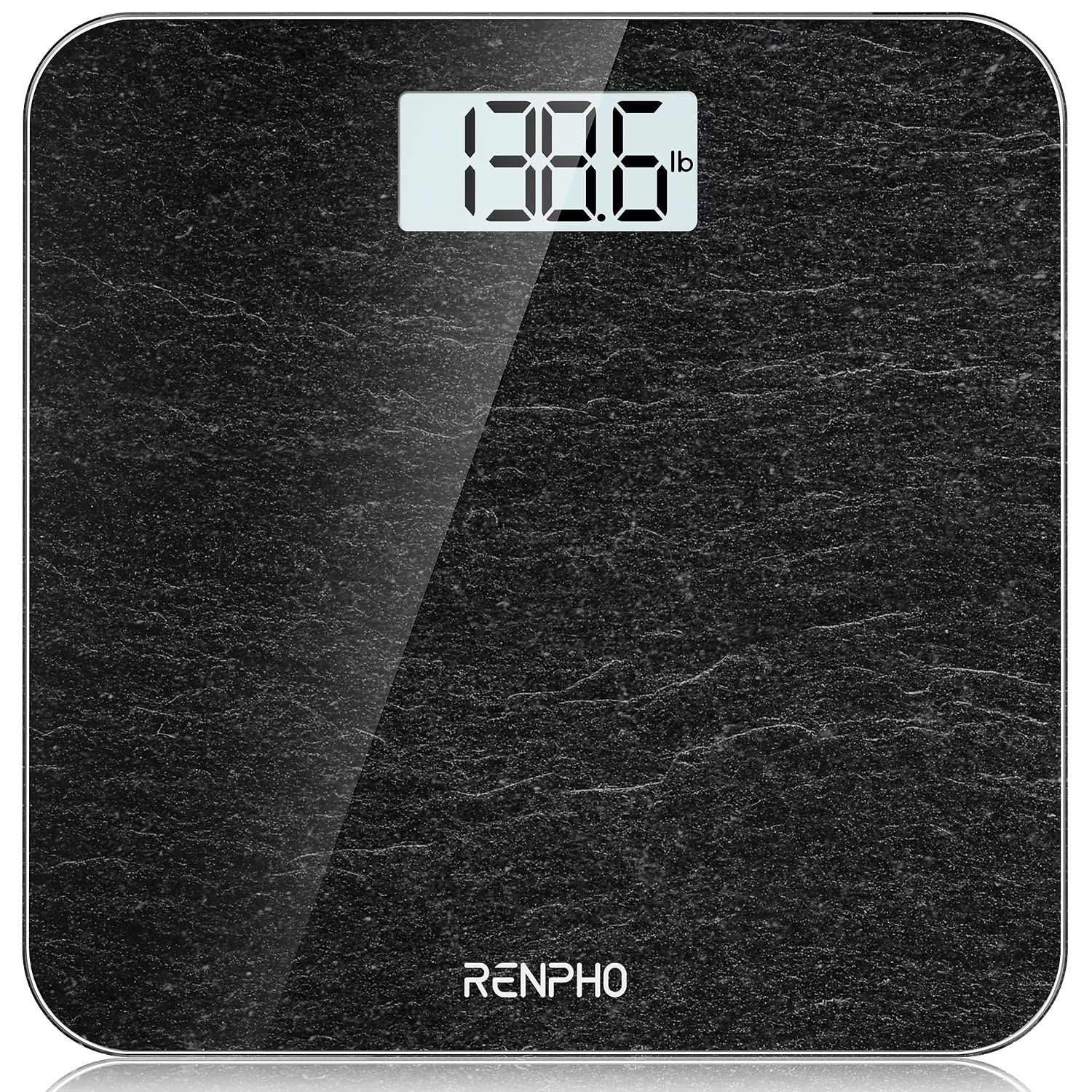 RENPHO Digital Bathroom Scale, Highly Accurate Body Weight Scale with Lighted LED Display, Round Corner Design, 400 lb, Core 1S, Marble