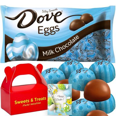 Easter Eggs Candy Doves Chocolate Silky Smooth Promise Individually Wrapped DIY Basket Stuffer Filler Deco Snack Treat Gift Muchai Card Kid Teen Adult 8.87 oz Bag, Irresistible Smooth Milk Chocolate