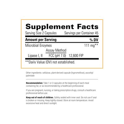 Integrative Therapeutics Lipase Concentrate-HP-Gut Enzyme Supplement for Men and Women to Support The Digestion of Fats - 90 Vegan Capsules