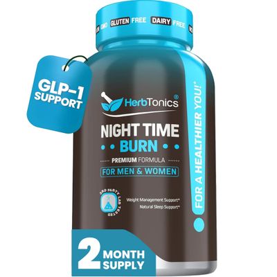 Herbtonics Night Time Weight Supplement Sleep Aid - Dual-Action Metabolism Appetite Support Melatonin, L-Theanine, Lemon Balm GLP-1 Support 60 Vegan Capsules