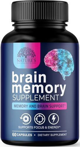 Brain Supplements for Memory and Focus - Advanced Cognitive Formula to Support Concentration, Energy, Clarity - Brain Health Memory Vitamins with Bacopa, Phosphatidylserine, DMAE More - 60 Capsules
