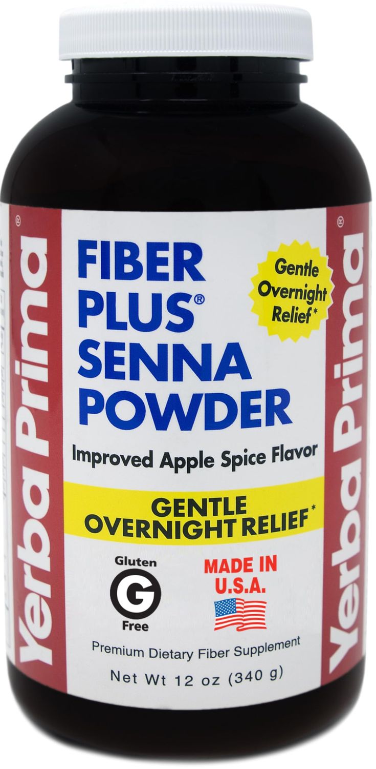 Yerba Prima Fiber Plus Senna Powder, 12 oz Pack of 1 - Apple Spice Flavor, Gentle Overnight Relief, USA Made, Non-GMO, Stevia Sweetened, Short-Term Use to Restore Regularity