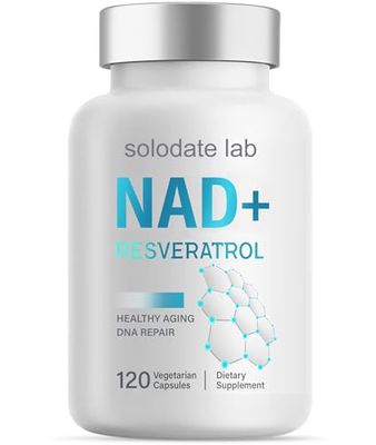 solodate lab NAD Supplement 1000mg, True NAD Resveratrol, 120 Caps
