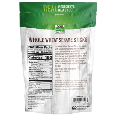 NOW Foods, Whole Wheat Sesame Sticks, Product of the USA, No Preservatives, Additives or Hydrogenated Oils, Certified Non-GMO, 9-Ounce Packaging May Vary