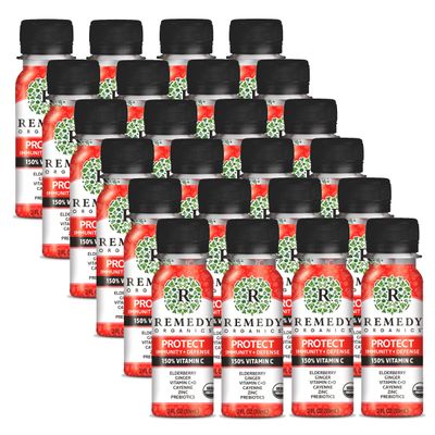 Remedy Organics Immunity Plus Shot, Protect 24-Pack Boost Energy, Brain Function, Detoxification, and Metabolism Certified-Organic Ingredients