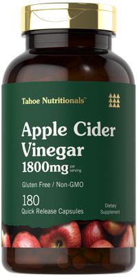 Tahoe Nutritionals Apple Cider Vinegar Capsules 1800mg 180 Count Non-GMO, Gluten-Free Supplement