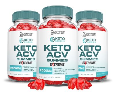 3 Pack Keto Genesis Keto ACV Gummies Extreme 2000MG Keto Genesis Keto Gummies Advanced Formula Apple Cider Vinegar with Pomegranate Beet Juice Powder B12 Vegan Non GMO 180 Gummys