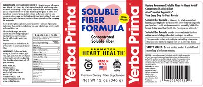 Yerba Prima Soluble Fiber Formula Powder, 12 Ounce - Premium Dietary Fiber Supplement, Natural, Concentrated Soluble Fiber, Gluten Free, Non-GMO, Made in USA